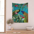 Vintage Tropical Peacock Bird Rainforest Jungle  Wall Tapestry Gallery Image 2