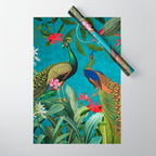 Vintage Tropical Peacock Bird Rainforest Jungle  Wrapping Paper Gallery Image 1