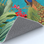 Vintage Tropical Peacock Bird Rainforest Jungle  Rug Gallery Image 4