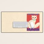 Impress Me Human Vintage Cat, Retro Illustration Desk Mat Gallery Image 1