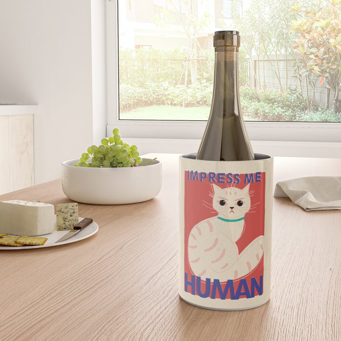Impress Me Human Vintage Cat, Retro Illustration Wine Chiller Gallery Image 4