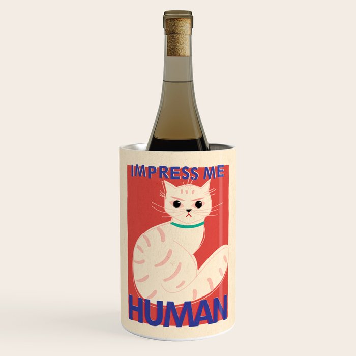 Impress Me Human Vintage Cat, Retro Illustration Wine Chiller Gallery Image 1