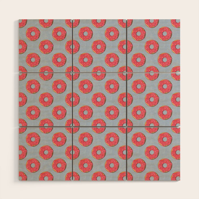 FAST FOOD / Donut - pattern Wood Wall Art Gallery Image 1
