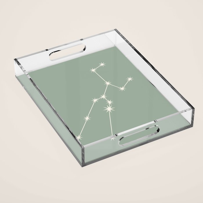 Taurus Zodiac Star Constellation Line Art Soft Sage Acrylic Tray Gallery Image 1