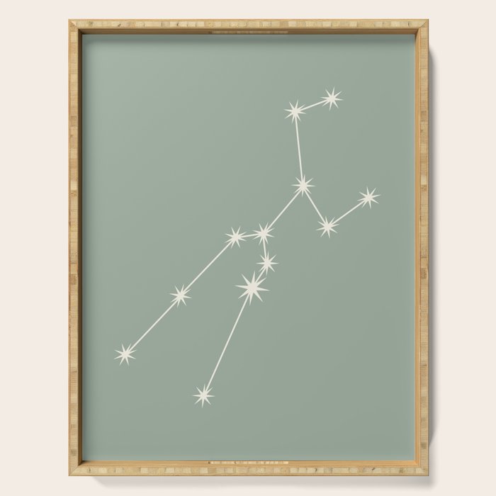 Taurus Zodiac Star Constellation Line Art Soft Sage Serving Tray Gallery Image 1