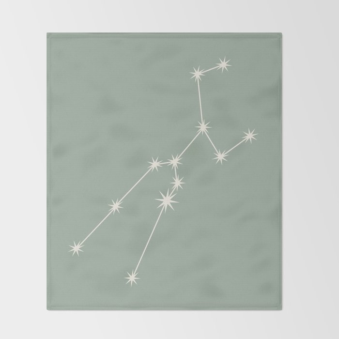 Taurus Zodiac Star Constellation Line Art Soft Sage Throw Blanket Gallery Image 2