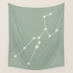 Taurus Zodiac Star Constellation Line Art Soft Sage Wall Tapestry Gallery Image 4