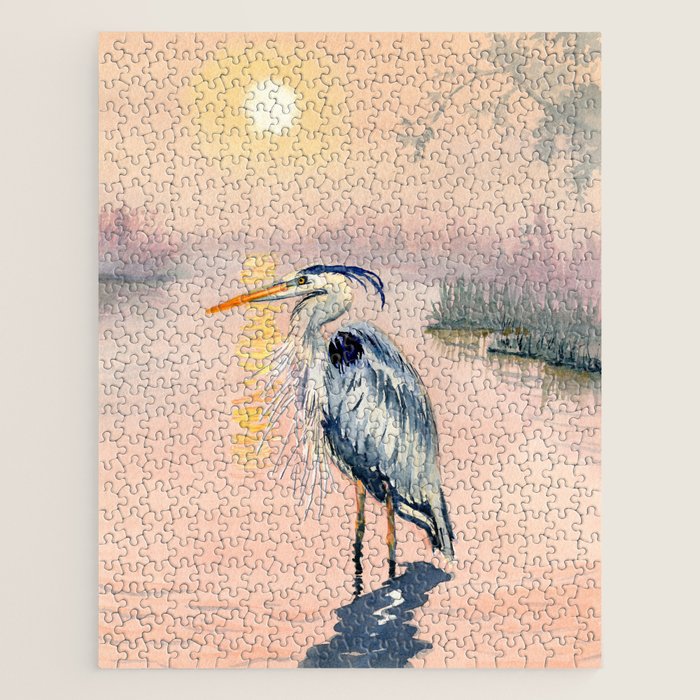 Great Blue Heron at Sunset Jigsaw Puzzle Gallery Image 1