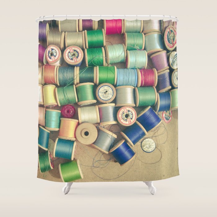 Cotton Reels Shower Curtain Gallery Image 1