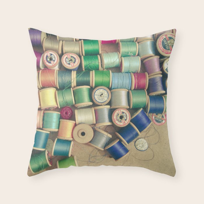 Cotton Reels Throw Pillow Gallery Image 6