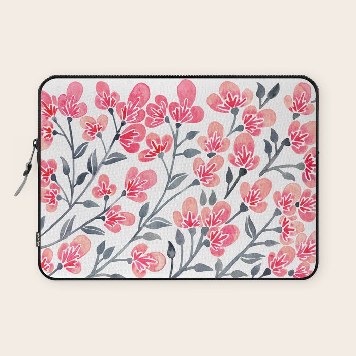 Cherry Blossoms - Pink & Black Palette Laptop Sleeve Gallery Image 1