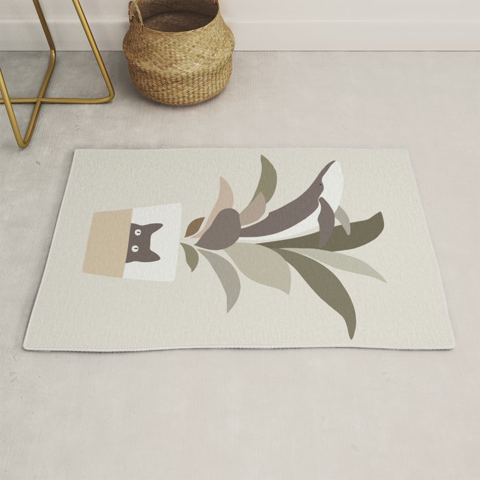 Cat and Plant 29: A Leaf of Whale Rug Gallery Image 1