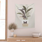 Cat and Plant 29: A Leaf of Whale Wall Tapestry Gallery Image 2
