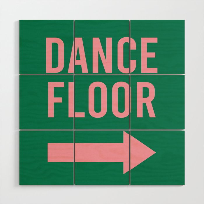 Dance Floor Right Arrow (Green Pink) Wood Wall Art Gallery Image 1