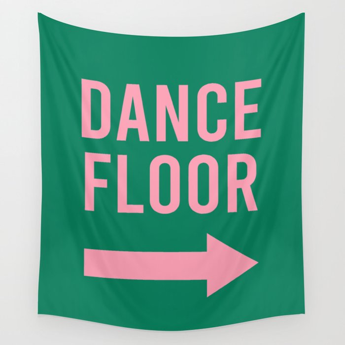 Dance Floor Right Arrow (Green Pink) Wall Tapestry Gallery Image 4