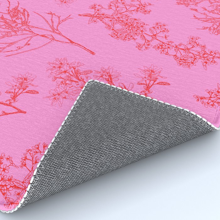 Preppy Pink and Red Botanical Cottage Floral Pattern Rug Gallery Image 4