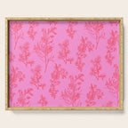 Preppy Pink and Red Botanical Cottage Floral Pattern Serving Tray Gallery Image 1
