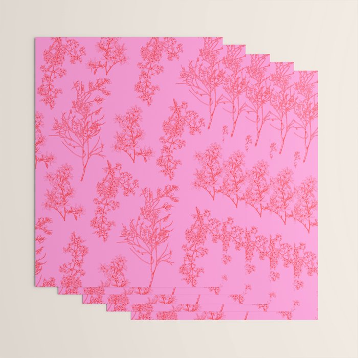 Preppy Pink and Red Botanical Cottage Floral Pattern Wrapping Paper Gallery Image 3
