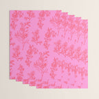 Preppy Pink and Red Botanical Cottage Floral Pattern Wrapping Paper Gallery Image 3