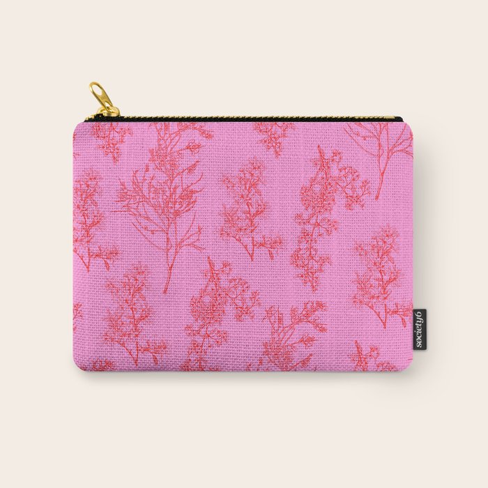 Preppy Pink and Red Botanical Cottage Floral Pattern Carry All Pouch Gallery Image 1