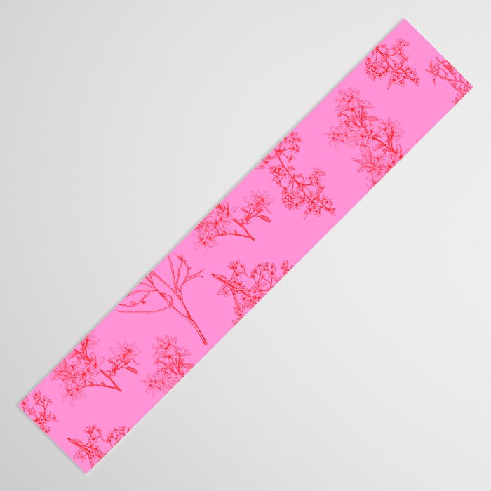 Preppy Pink and Red Botanical Cottage Floral Pattern Table Runner Gallery Image 3