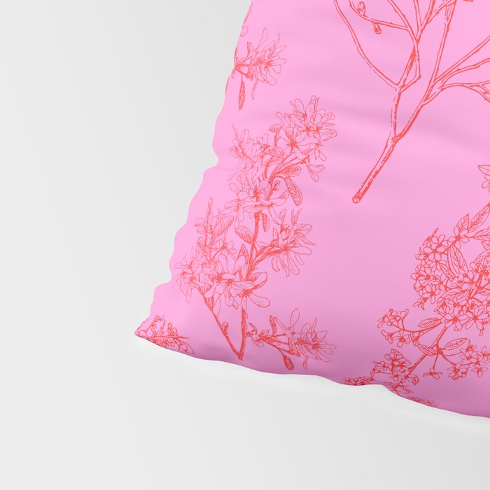 Preppy Pink and Red Botanical Cottage Floral Pattern Pillow Sham Gallery Image 4