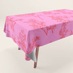 Preppy Pink and Red Botanical Cottage Floral Pattern Tablecloth Gallery Image 1