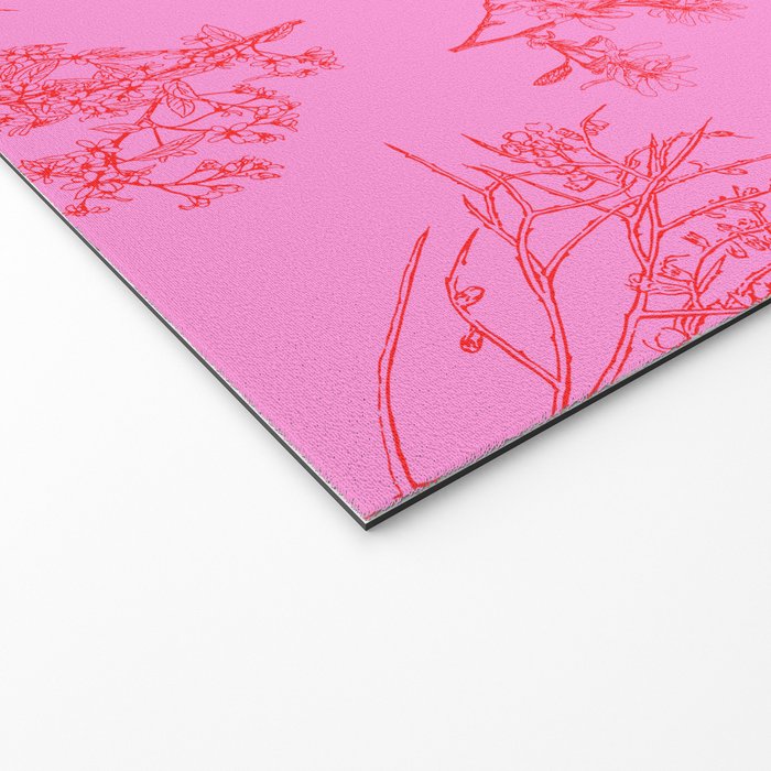 Preppy Pink and Red Botanical Cottage Floral Pattern Welcome Mat Gallery Image 2
