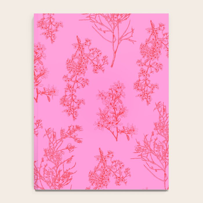 Preppy Pink and Red Botanical Cottage Floral Pattern Notebook Gallery Image 4