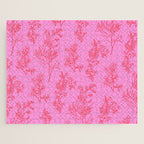 Preppy Pink and Red Botanical Cottage Floral Pattern Jigsaw Puzzle Gallery Image 1