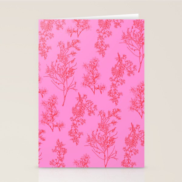 Preppy Pink and Red Botanical Cottage Floral Pattern Stationery Card Gallery Image 1
