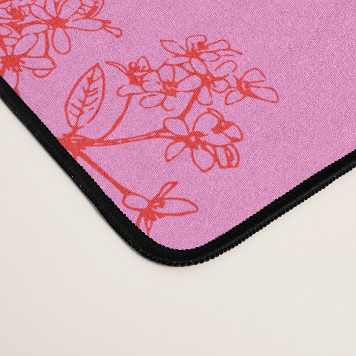 Preppy Pink and Red Botanical Cottage Floral Pattern Desk Mat Gallery Image 4
