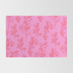 Preppy Pink and Red Botanical Cottage Floral Pattern Rug Gallery Image 2