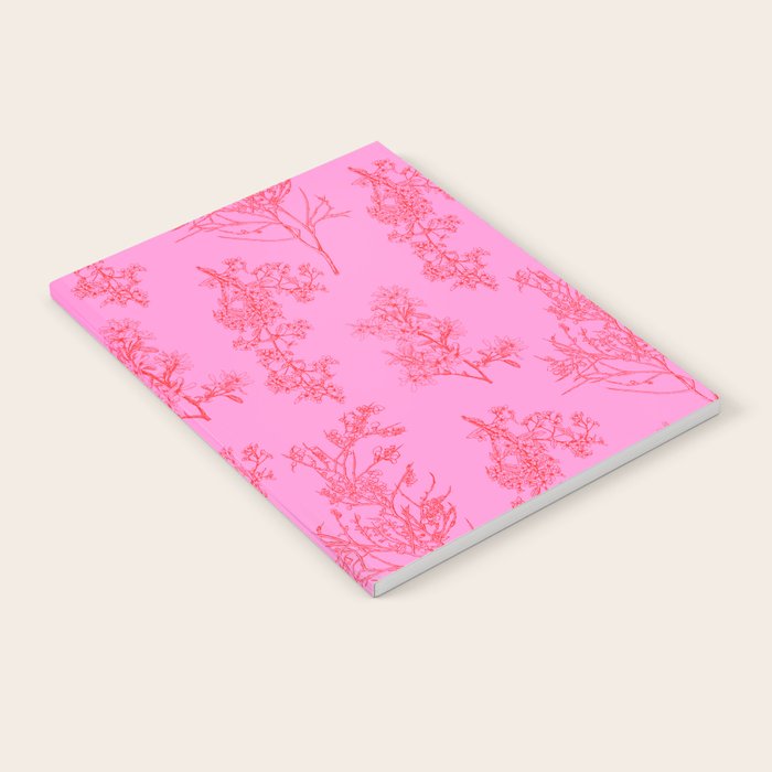 Preppy Pink and Red Botanical Cottage Floral Pattern Notebook Gallery Image 2