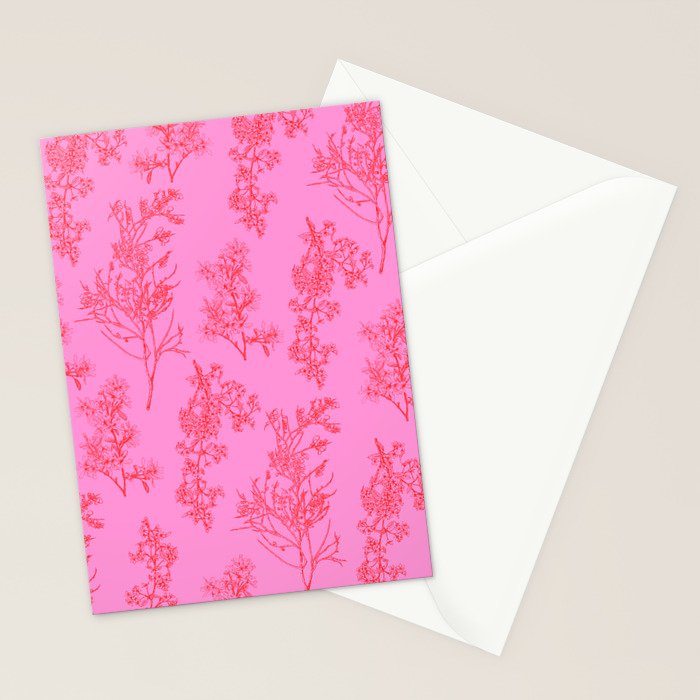 Preppy Pink and Red Botanical Cottage Floral Pattern Stationery Card Gallery Image 2