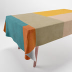 Mid-Century Modern Burnt-Orange Yellow Teal Blue Tablecloth Gallery Image 1