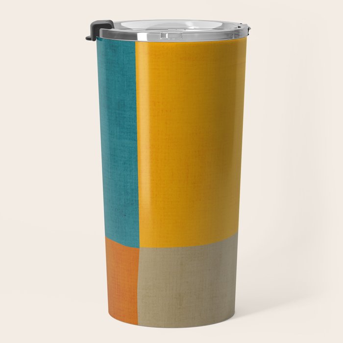 Mid-Century Modern Burnt-Orange Yellow Teal Blue Travel Mug Gallery Image 3