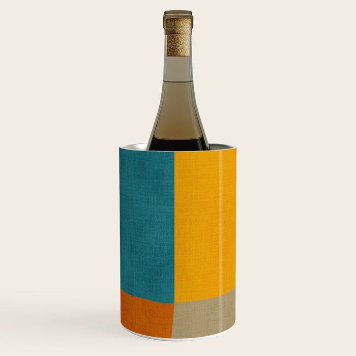 Mid-Century Modern Burnt-Orange Yellow Teal Blue Wine Chiller Gallery Image 2