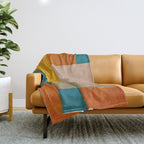 Mid-Century Modern Burnt-Orange Yellow Teal Blue Throw Blanket Gallery Image 1