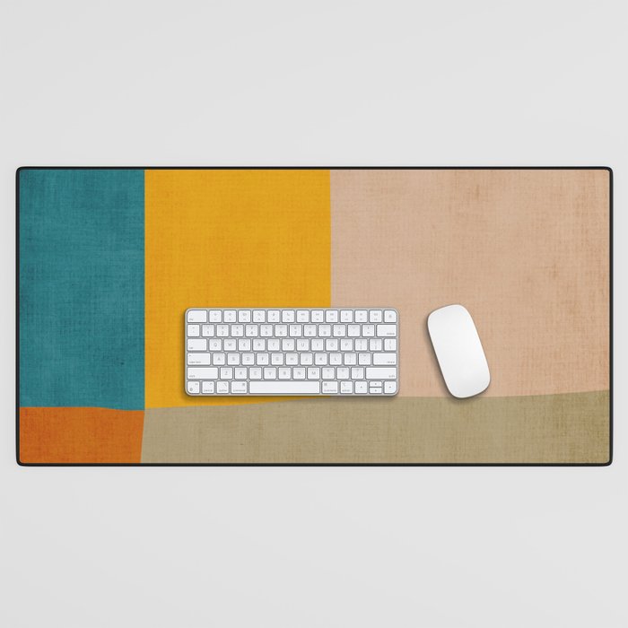 Mid-Century Modern Burnt-Orange Yellow Teal Blue Desk Mat Gallery Image 1