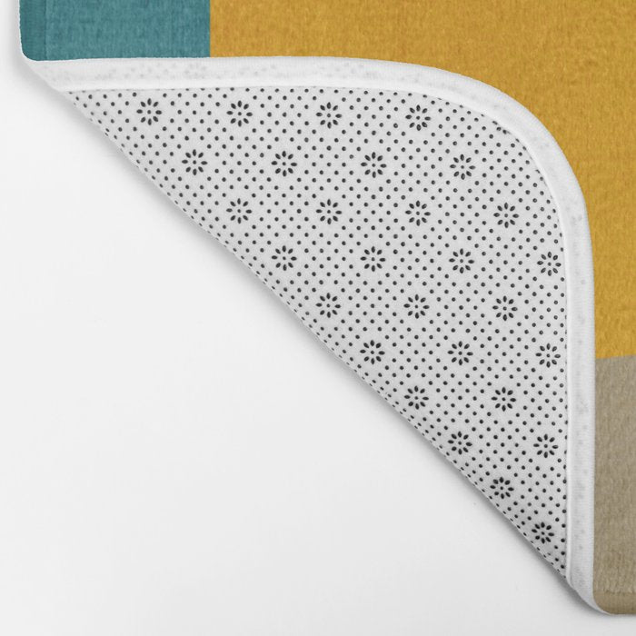 Mid-Century Modern Burnt-Orange Yellow Teal Blue Bath Mat Gallery Image 2