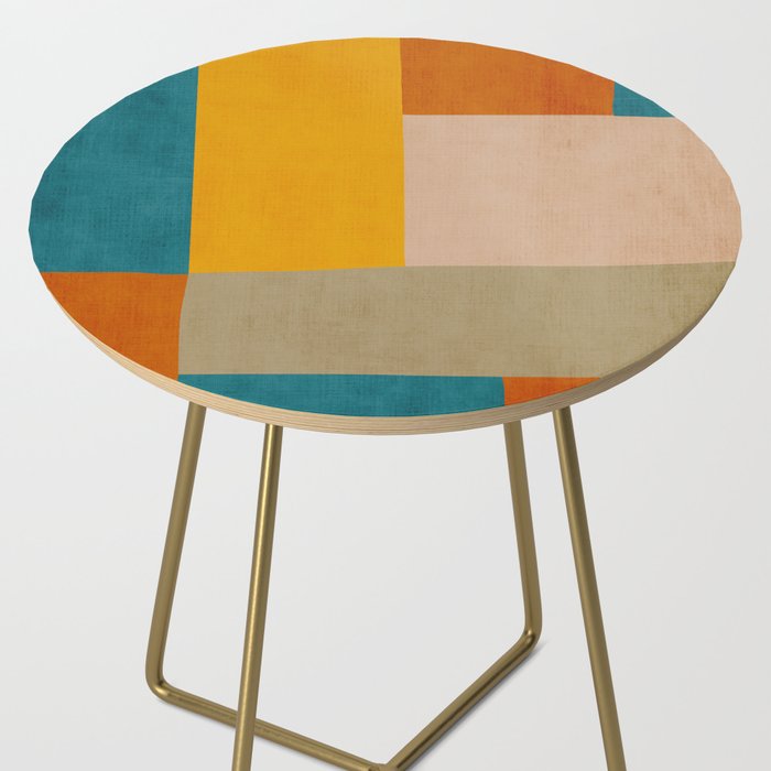 Mid-Century Modern Burnt-Orange Yellow Teal Blue Side Table Gallery Image 2