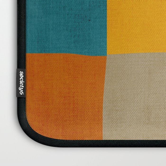 Mid-Century Modern Burnt-Orange Yellow Teal Blue Laptop Sleeve Gallery Image 3