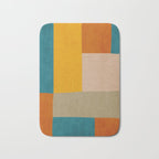 Mid-Century Modern Burnt-Orange Yellow Teal Blue Bath Mat Gallery Image 1