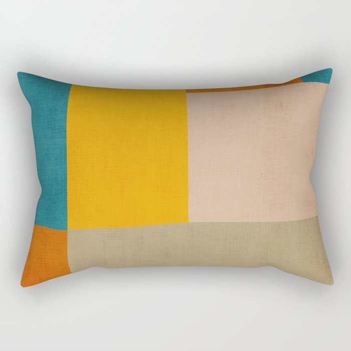 Mid-Century Modern Burnt-Orange Yellow Teal Blue Rectangular Pillow Gallery Image 2
