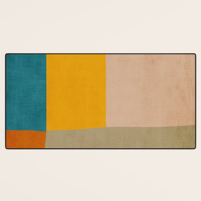 Mid-Century Modern Burnt-Orange Yellow Teal Blue Desk Mat Gallery Image 3