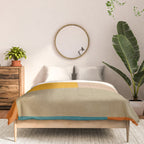 Mid-Century Modern Burnt-Orange Yellow Teal Blue Comforter Gallery Image 3