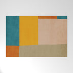 Mid-Century Modern Burnt-Orange Yellow Teal Blue Welcome Mat Gallery Image 1