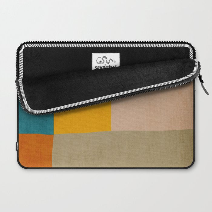 Mid-Century Modern Burnt-Orange Yellow Teal Blue Laptop Sleeve Gallery Image 2