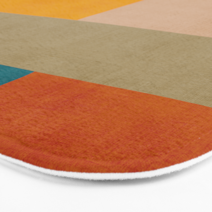 Mid-Century Modern Burnt-Orange Yellow Teal Blue Bath Mat Gallery Image 3